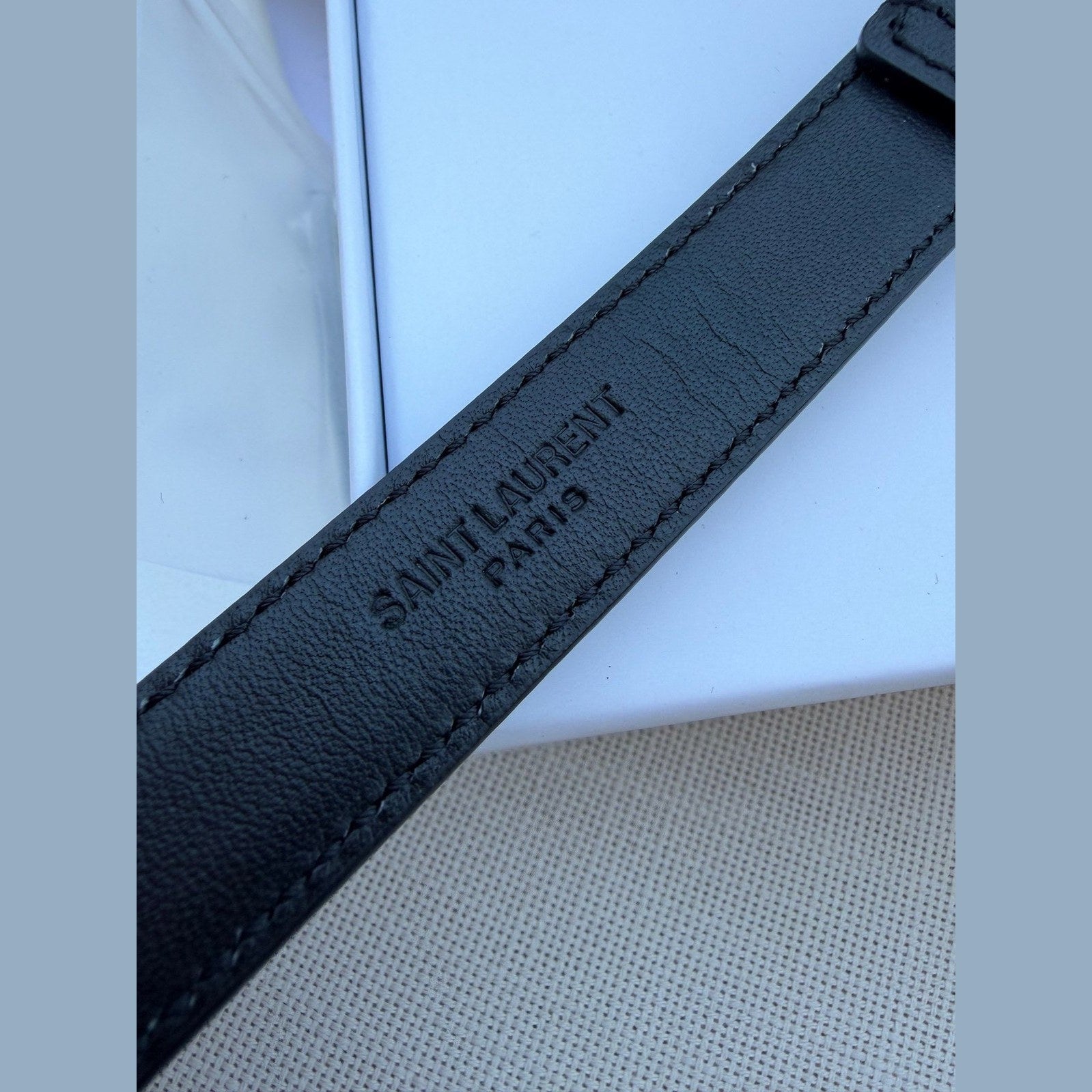 Image of Saint Laurent - חגורת עור 2 סמ במלאי