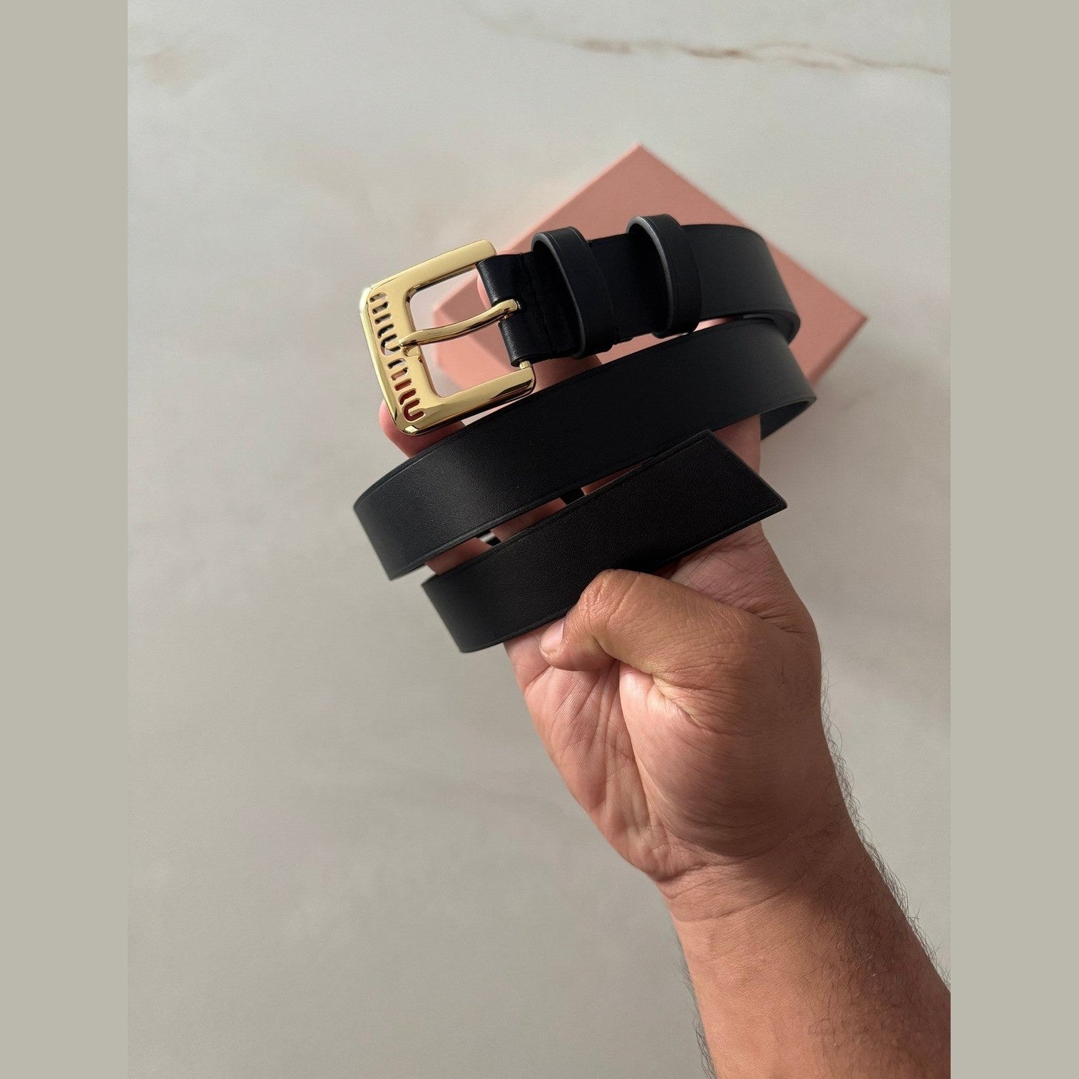 Image of חגורת עור Miu Miu במלאי