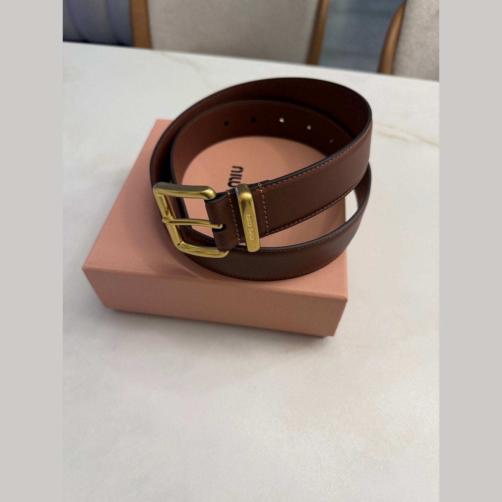 Image of חגורת עור Miu Miu