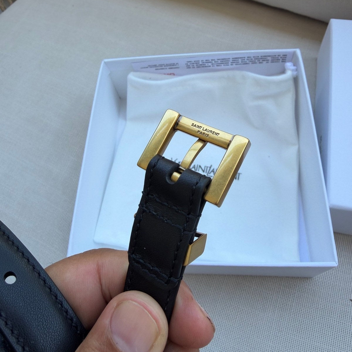 Image of Saint Laurent - חגורת עור 2 סמ במלאי