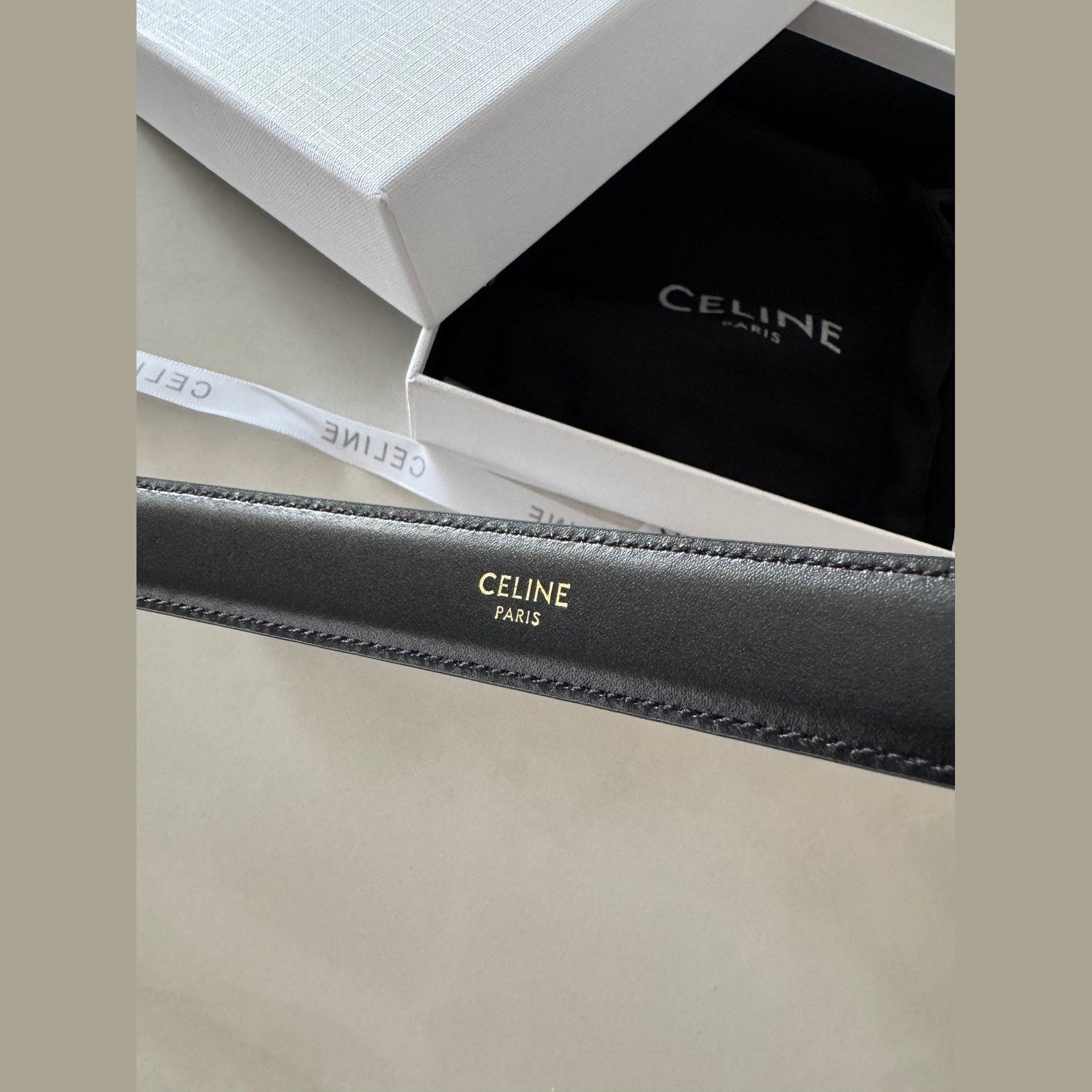Image of Celine - חגורת עור אבזם שחור