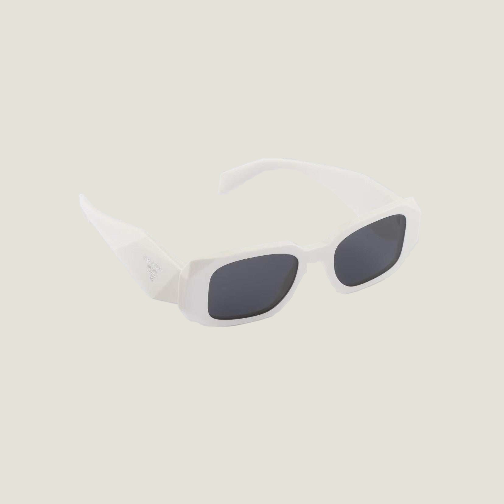 Luxury Prada logo sunglasses with sleek geometric design.