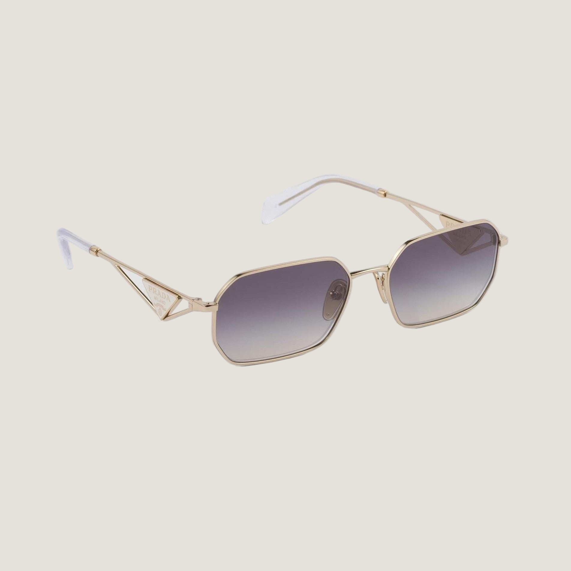 Image of Luxury Prada sunglasses with geometric frames and distinctive logo for an elegant style.