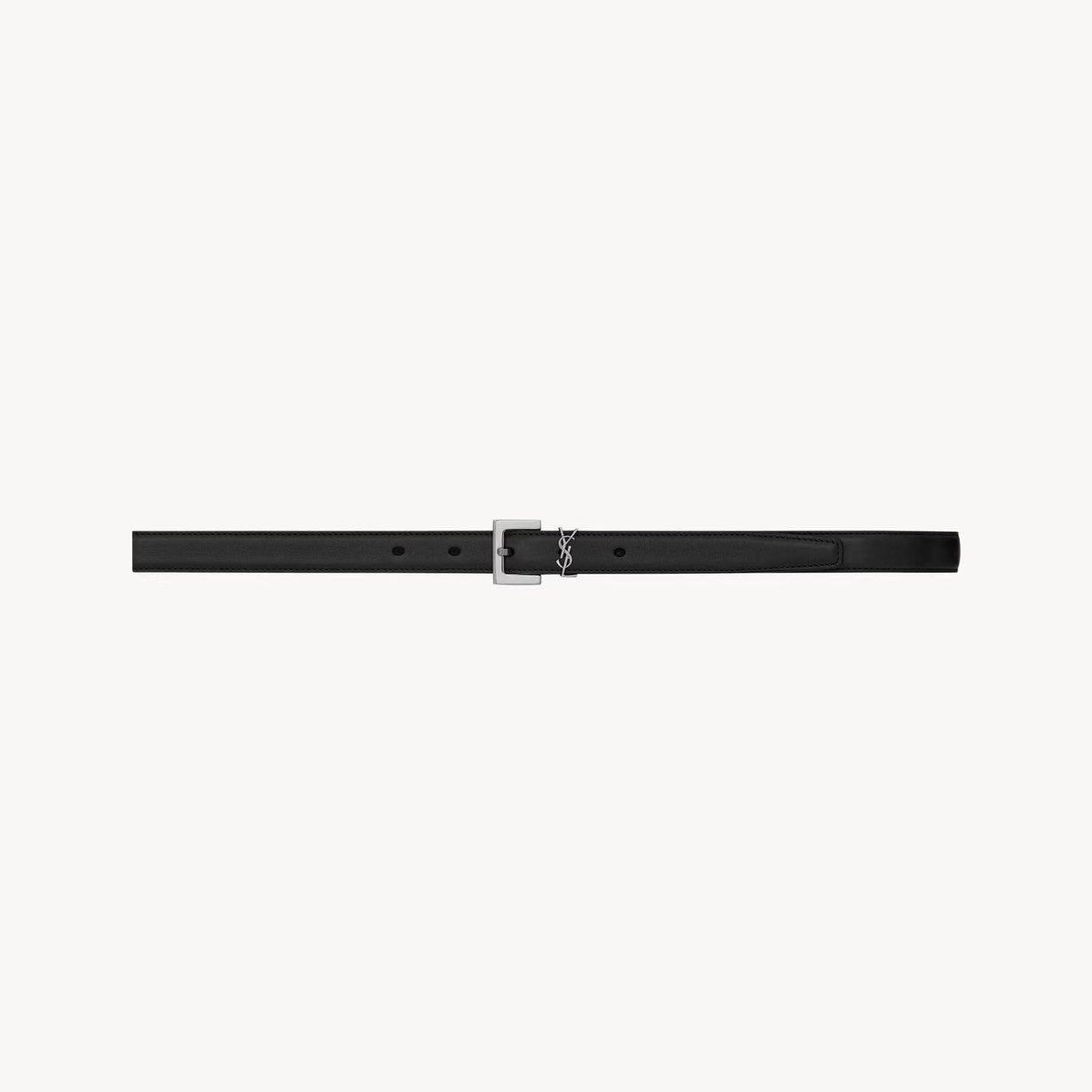 2 cm SL leather belt with metal buckle, Parisian design.