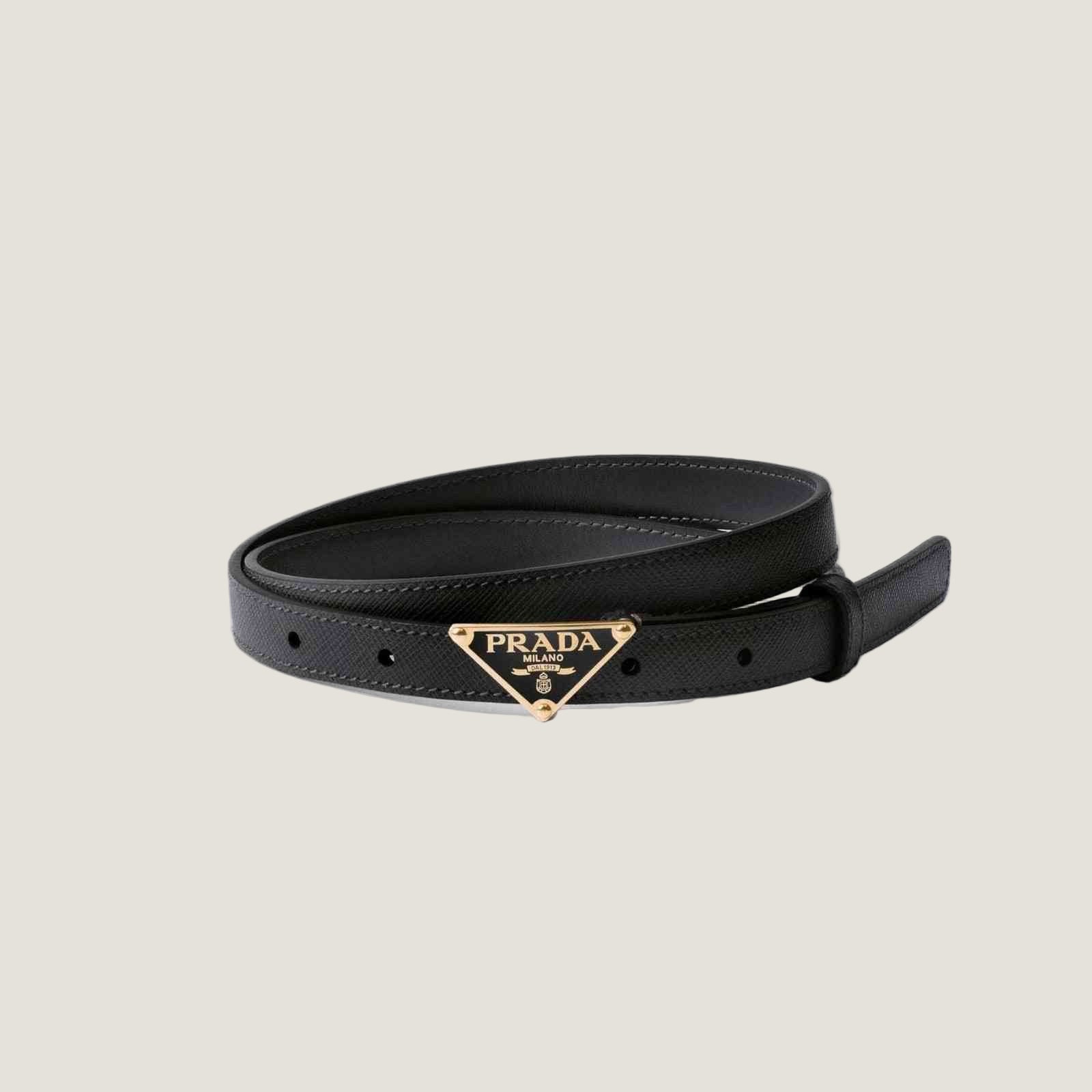 Image of Leather belt with branded buckle and adjustable holes, חגורה P.