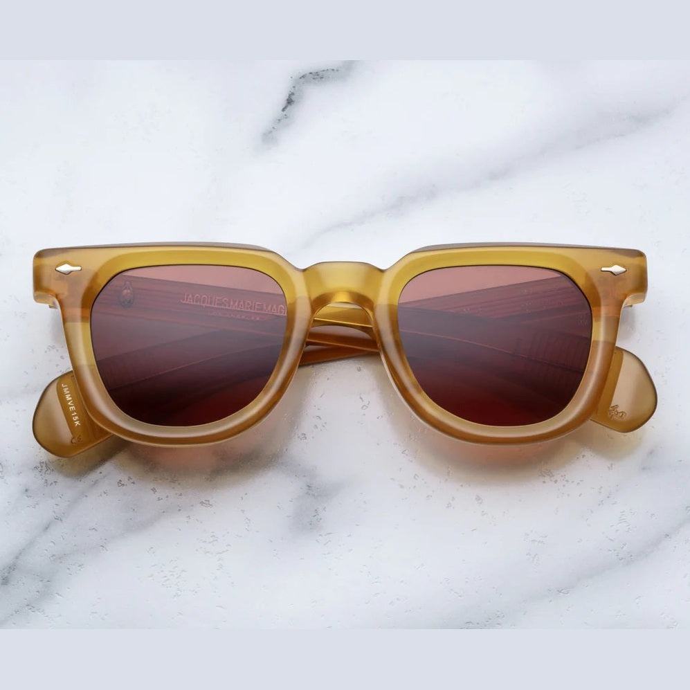 Image of משקפי שמש Jacques Marie Mage Vendome בצבע דבש עם מסגרת פלסטיק והגנת UVA/UVB מלאה.