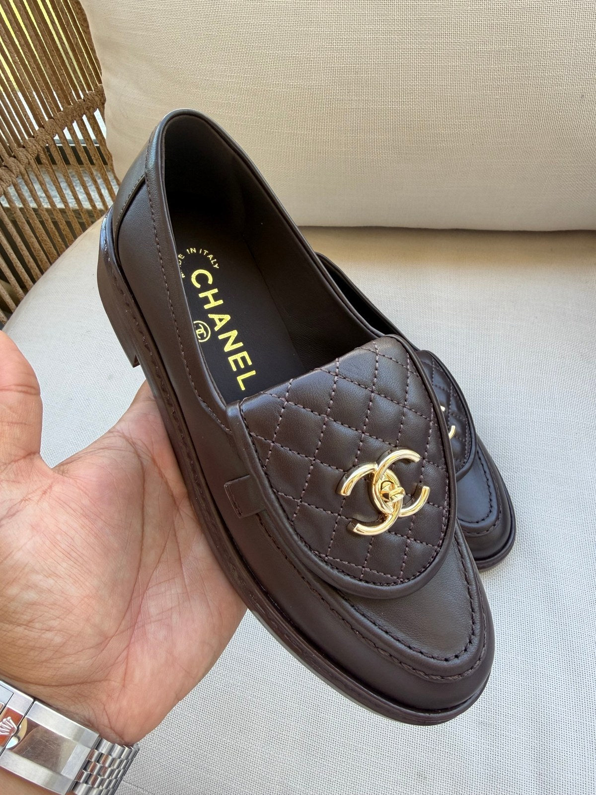 Image of Chanel mocassins במלאי חום כהה