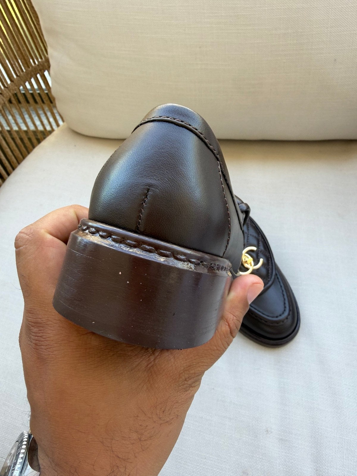 Chanel mocassins במלאי חום כהה