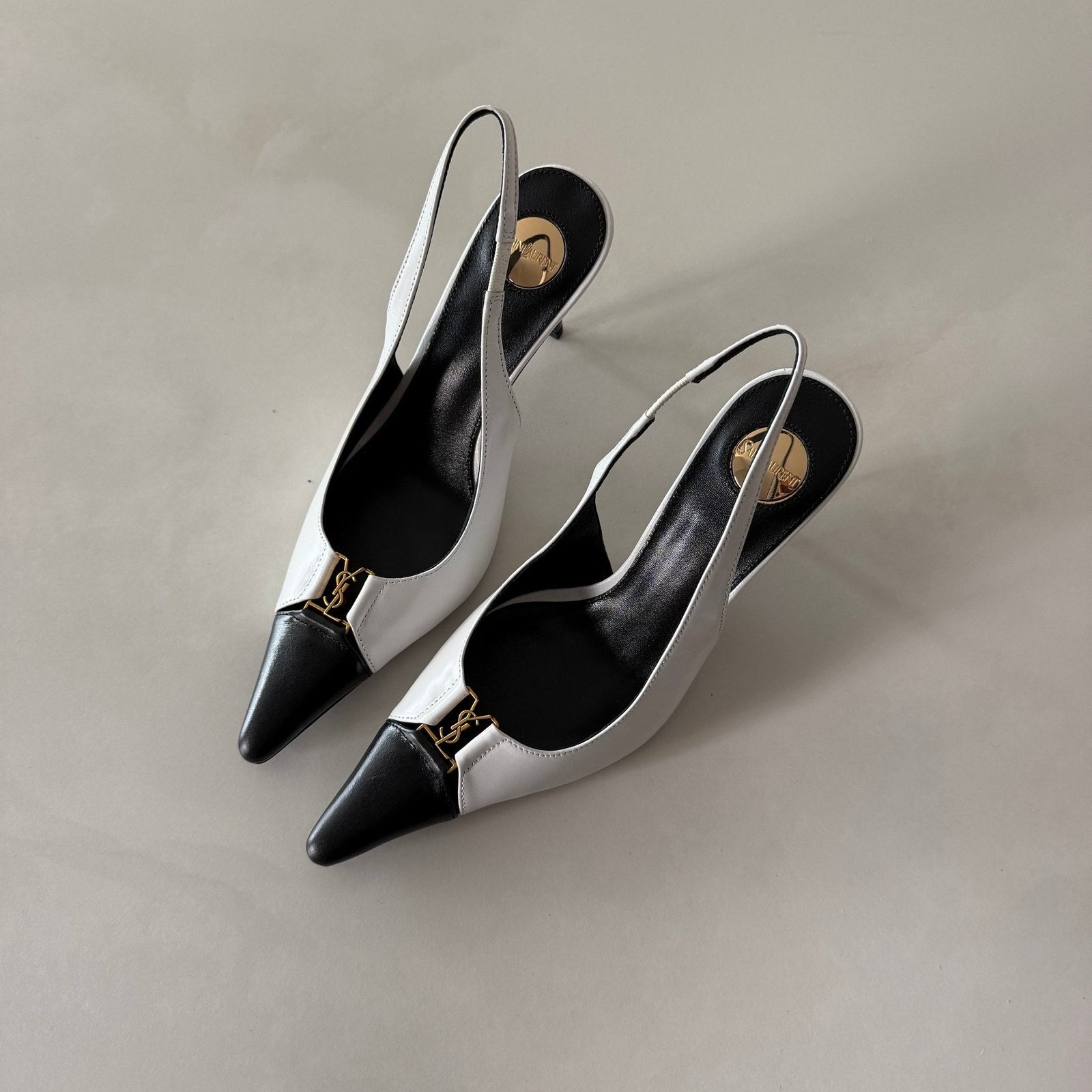 Saint Laurent heels  לבן שחור במלאי