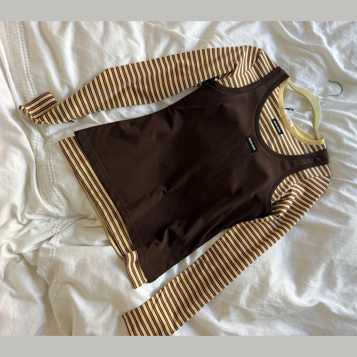 Image of Miu Miu Jersey tank top and T-shirt במלאי