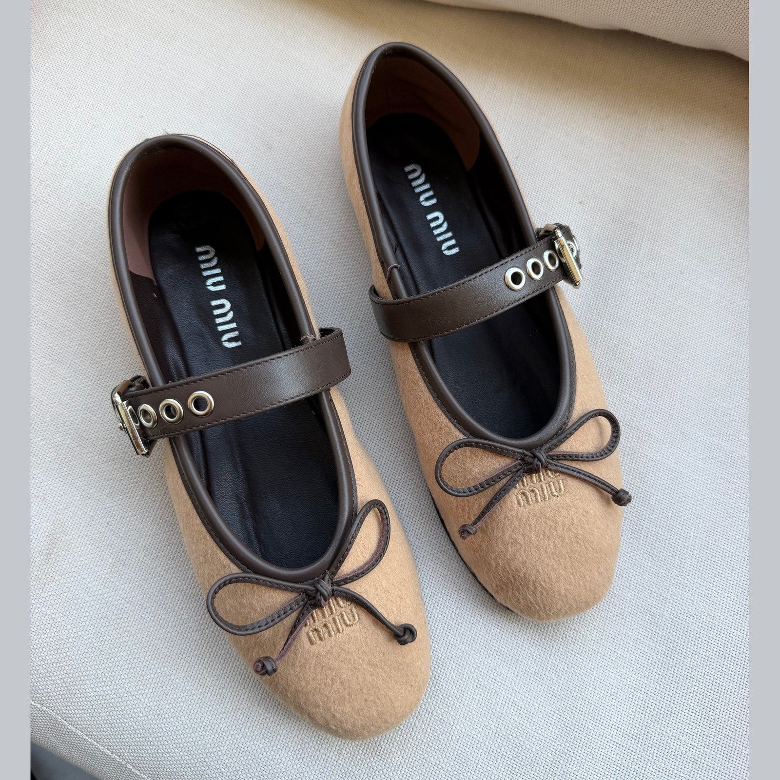 Image of Miu Miu Wool ballerinas במלאי