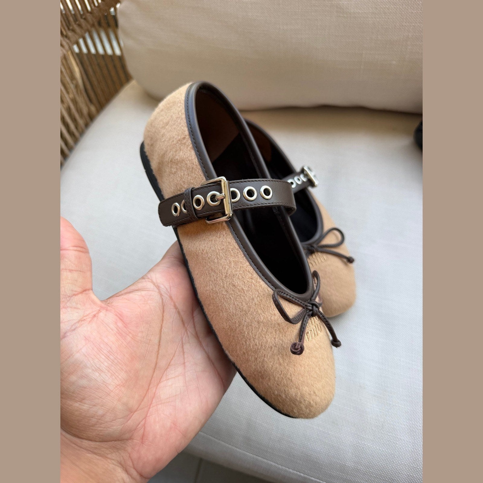 Image of Miu Miu Wool ballerinas במלאי